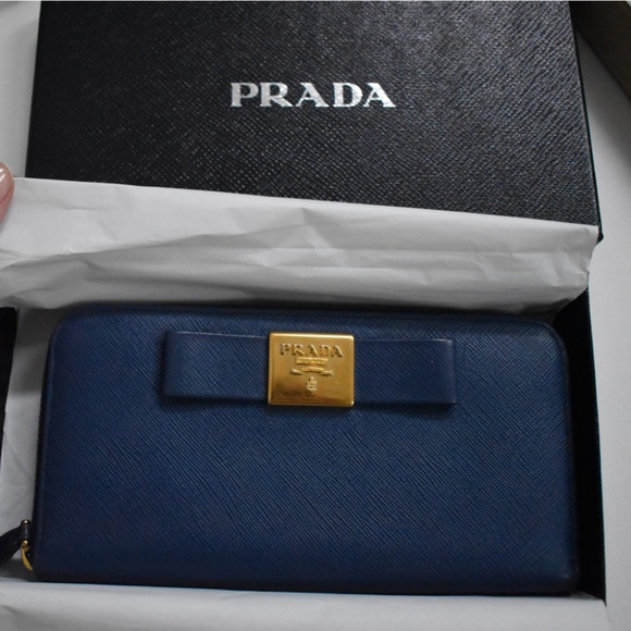 Prada Blue Wallet with Gold Accents - Picture 2 of 9